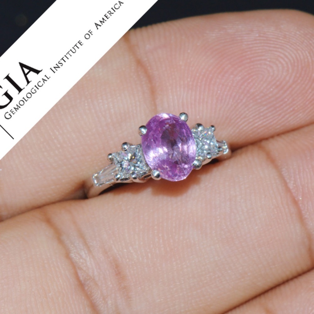 GIA CERTIFIED NATURAL 3.53CTS DIAMOND SAPPHIRE FIVE STONE PLATINUM RING